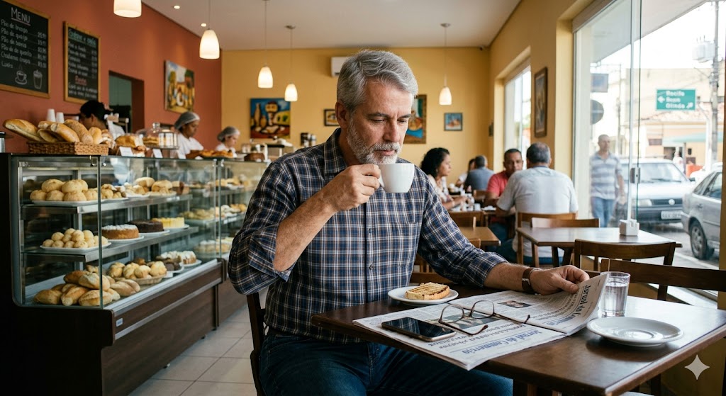 café da manhã com as contas do mês na mesa