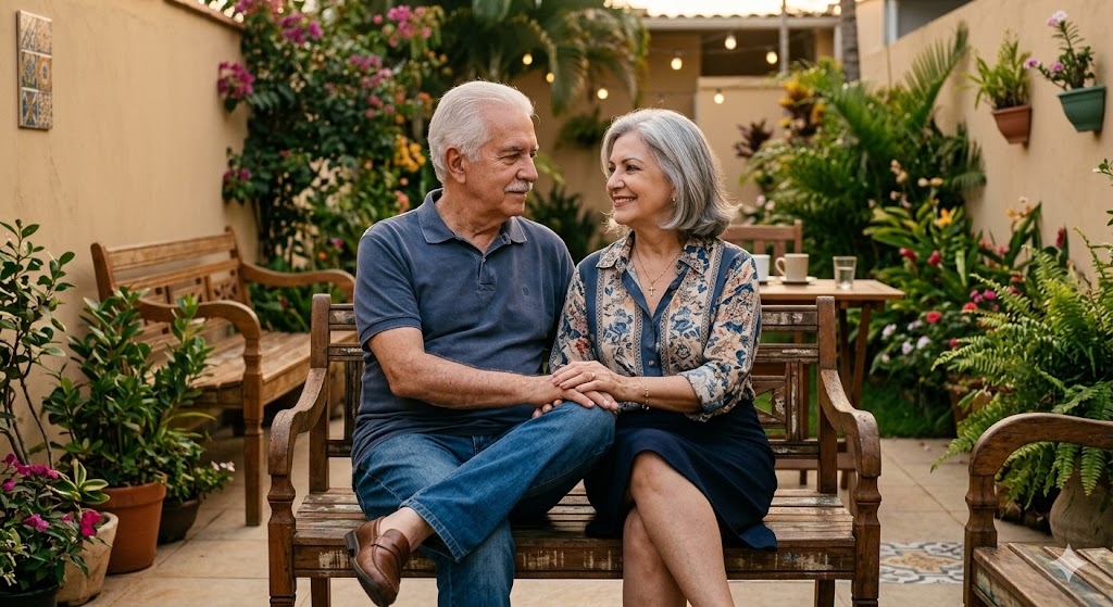 casal de mãos dadas no jardim